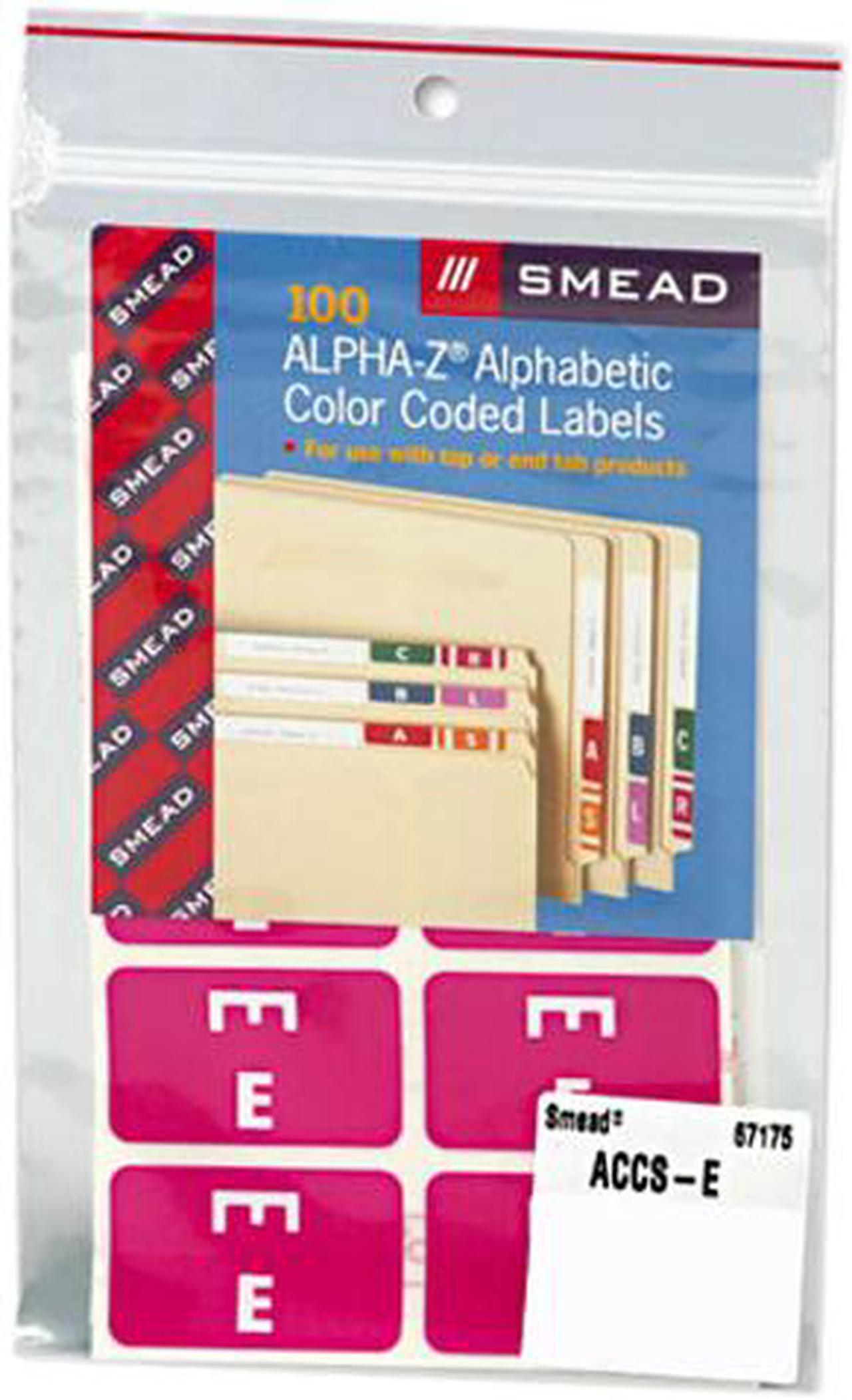 Main image of Smead 67175 Alpha-Z Color-Coded Second Letter Labels, Letter E, Purple, 100/Pack