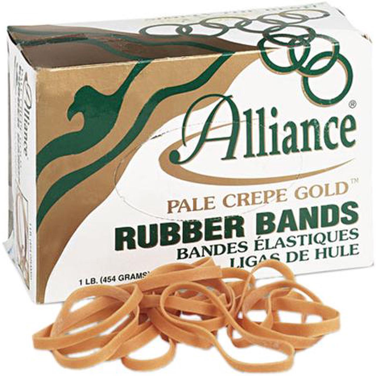 Main image of Alliance 20645 Pale Crepe Gold Rubber Bands, Size 64, 3-1/2 x 1/4, 1lb Box