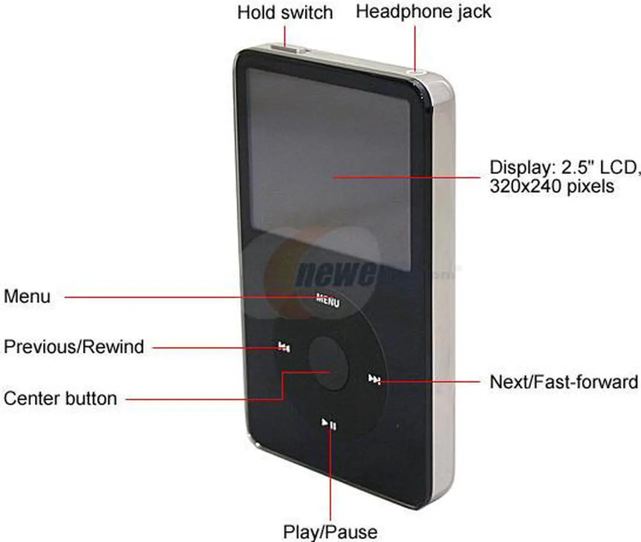 Alt view image 2 of 3 - Apple iPod video (Late 2006) 2.5" Black 80GB MP3 / MP4 Player MA450LL/A