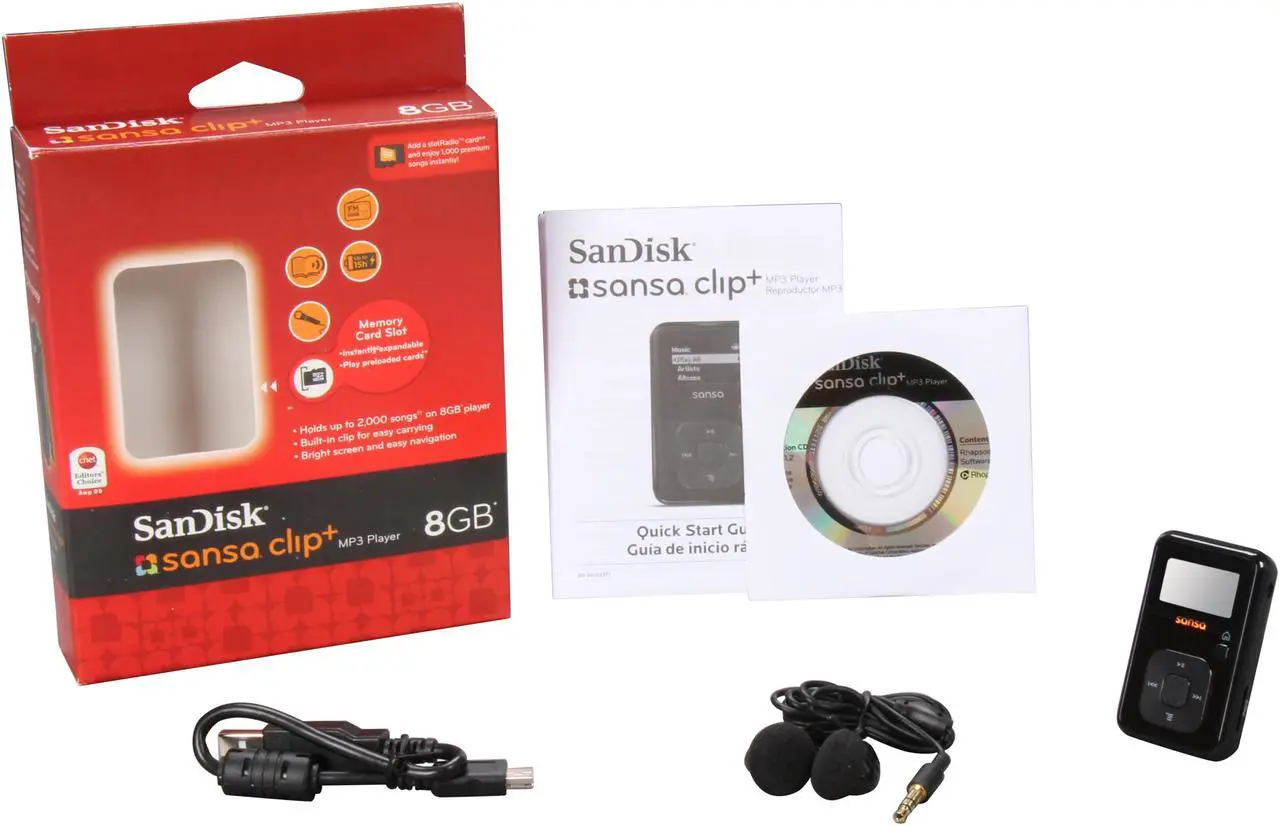 Alt view image 8 of 8 - SanDisk Sansa Clip+ 1.0" Black 8GB MP3 Player SDMX18R-008GK-A57