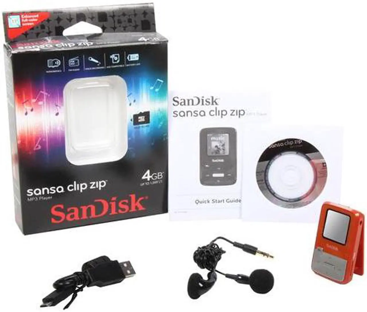 Alt view image 8 of 8 - SanDisk Sansa Clip Zip 1.1" Orange 4GB MP3 Player SDMX22-004G-A57O