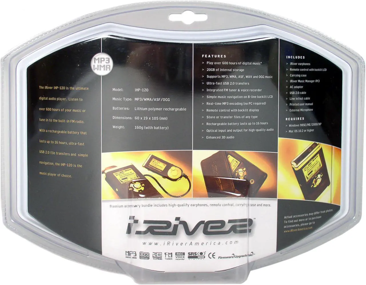 Alt view image 3 of 3 - iRiver Black 20GB MP3 Player iHP-120