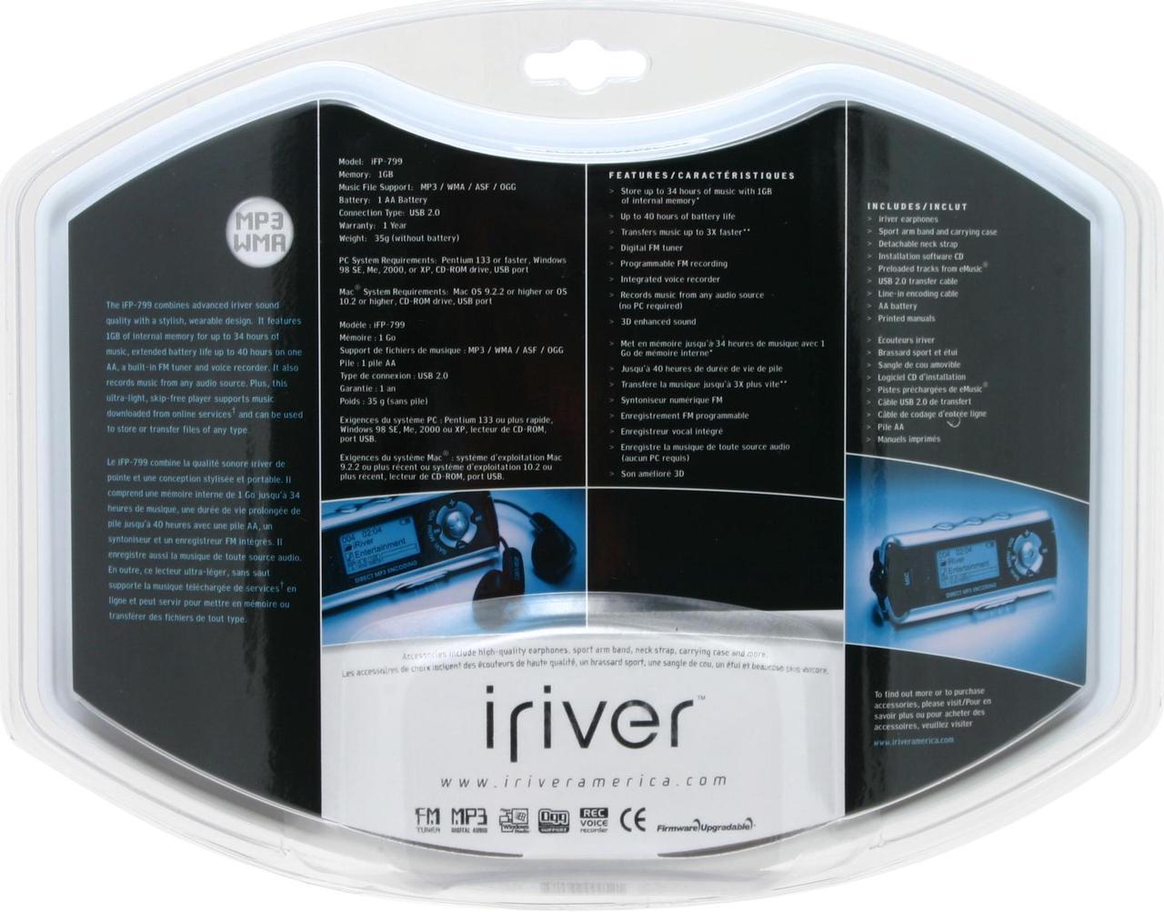 Alt view image 3 of 3 - iRiver Gray 1GB MP3 Player IFP-799