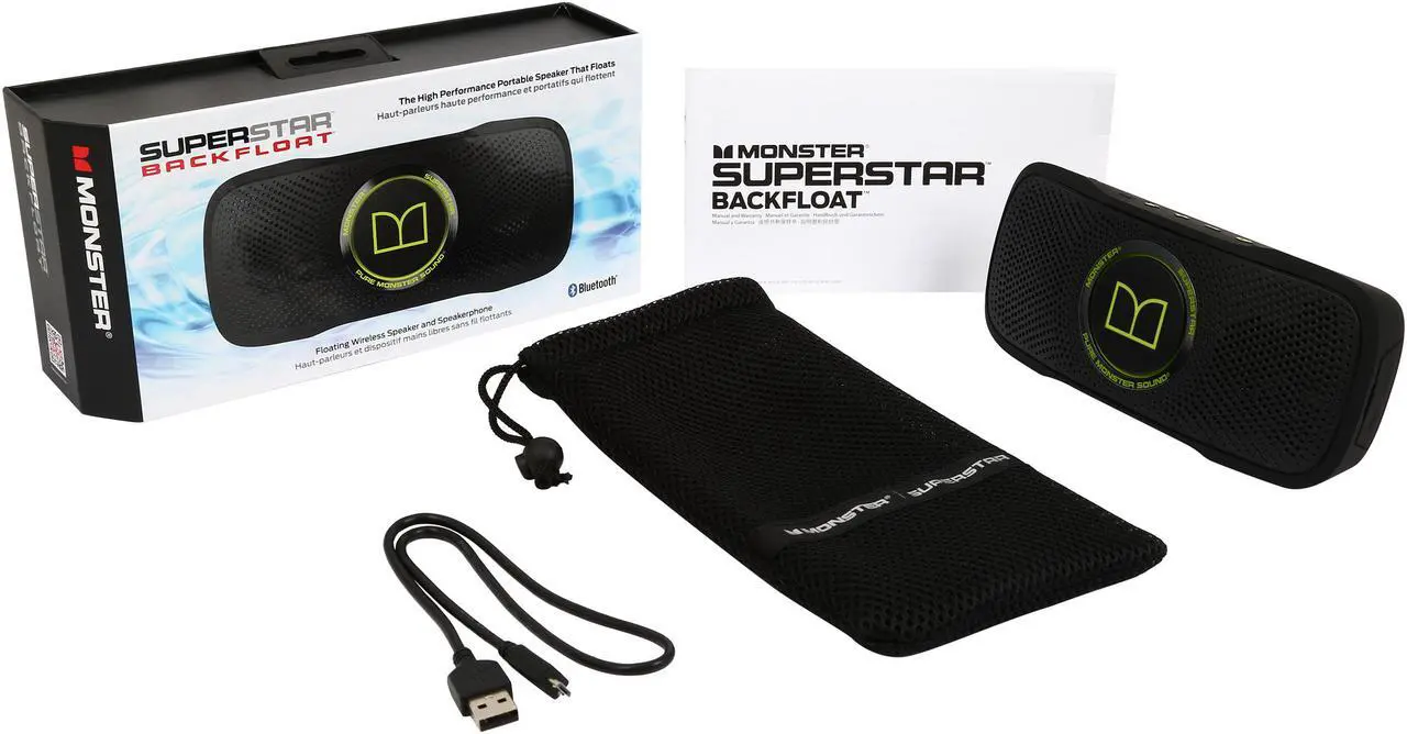 Alt view image 8 of 7 - Monster SuperStar BackFloat High Definition Bluetooth Speakers - Multilingual - Black with Neon Green