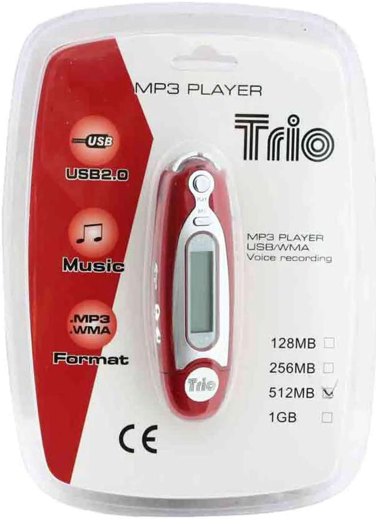 Alt view image 7 of 7 - Mach Speed TRIO Red 512MB MP3 Player