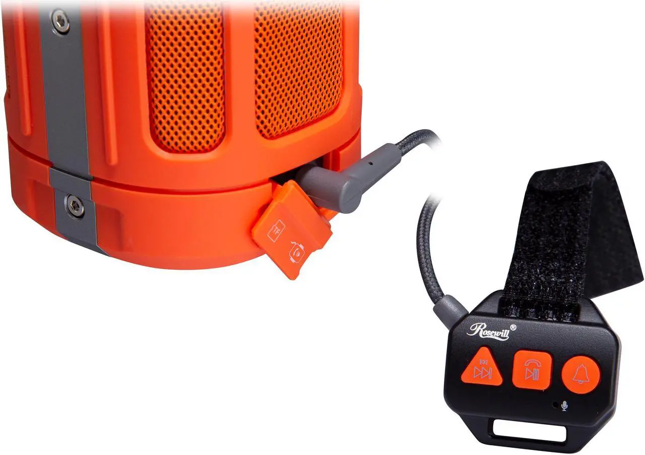 Alt view image 6 of 7 - Rosewill Portable Speaker with built-in Power Bank, IPX4 rated Water-Resistant, Play Music via Bluetooth, AUX, MicroSD, FM Radio, Up to 30 Hours Playback, Includes Bike Mount and Carabiner - RW-SF5