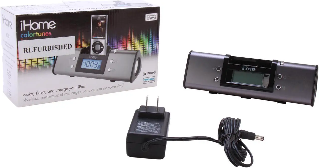 Alt view image 6 of 6 - iHome Portable Stereo Alarm Clock with iPod Dock iH16