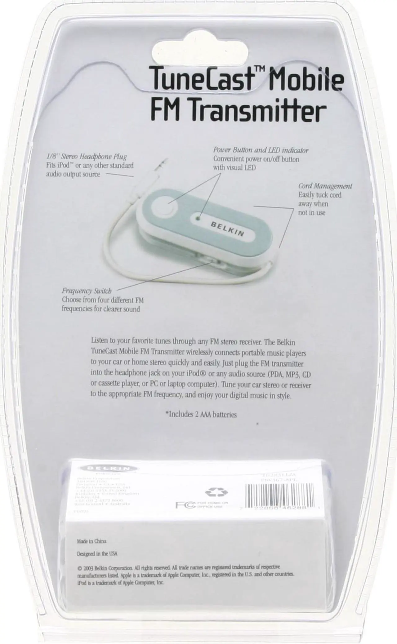 Alt view image 3 of 3 - BELKIN White TuneCast Mobile FM Transmitter for iPod Model F8V367-APL