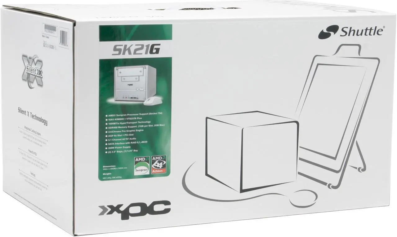 Alt view image 9 of 9 - Shuttle SK21-G1-SV-V1 AMD Socket 754 VIA K8M800 Barebone