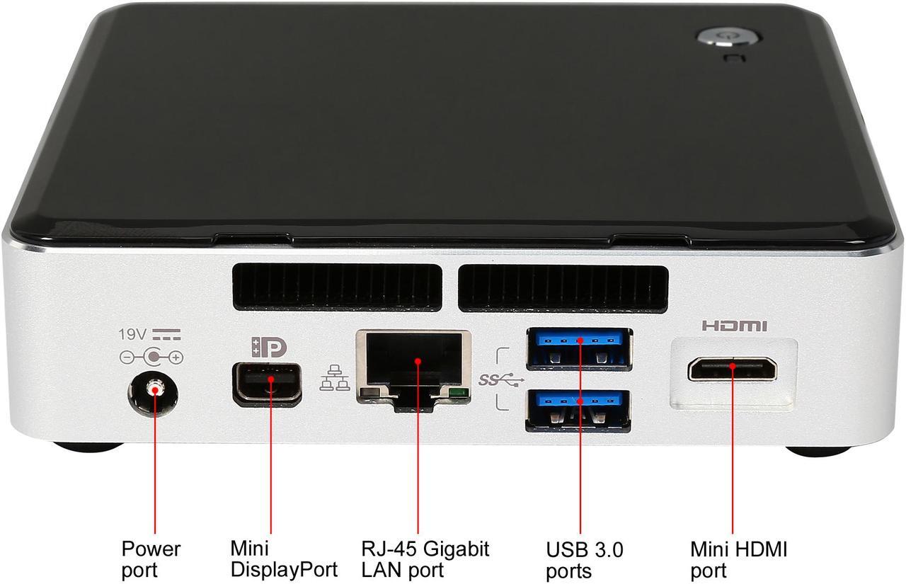 Alt view image 8 of 10 - Intel NUC NUC5i3RYK, USB 3.0, Supports M.2 SSD card, Intel HD Graphics 5500, Mini HDMI, Mini DisplayPort