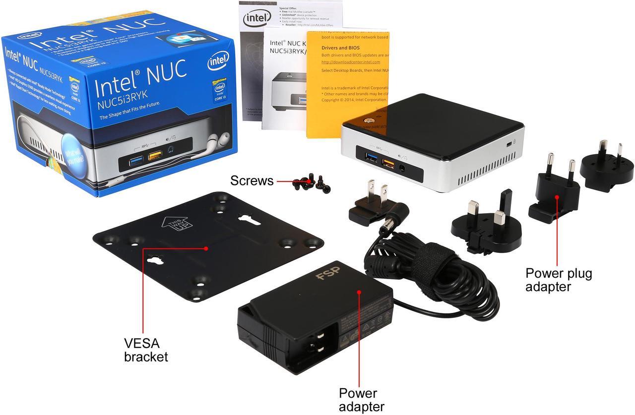 Alt view image 11 of 10 - Intel NUC NUC5i3RYK, USB 3.0, Supports M.2 SSD card, Intel HD Graphics 5500, Mini HDMI, Mini DisplayPort
