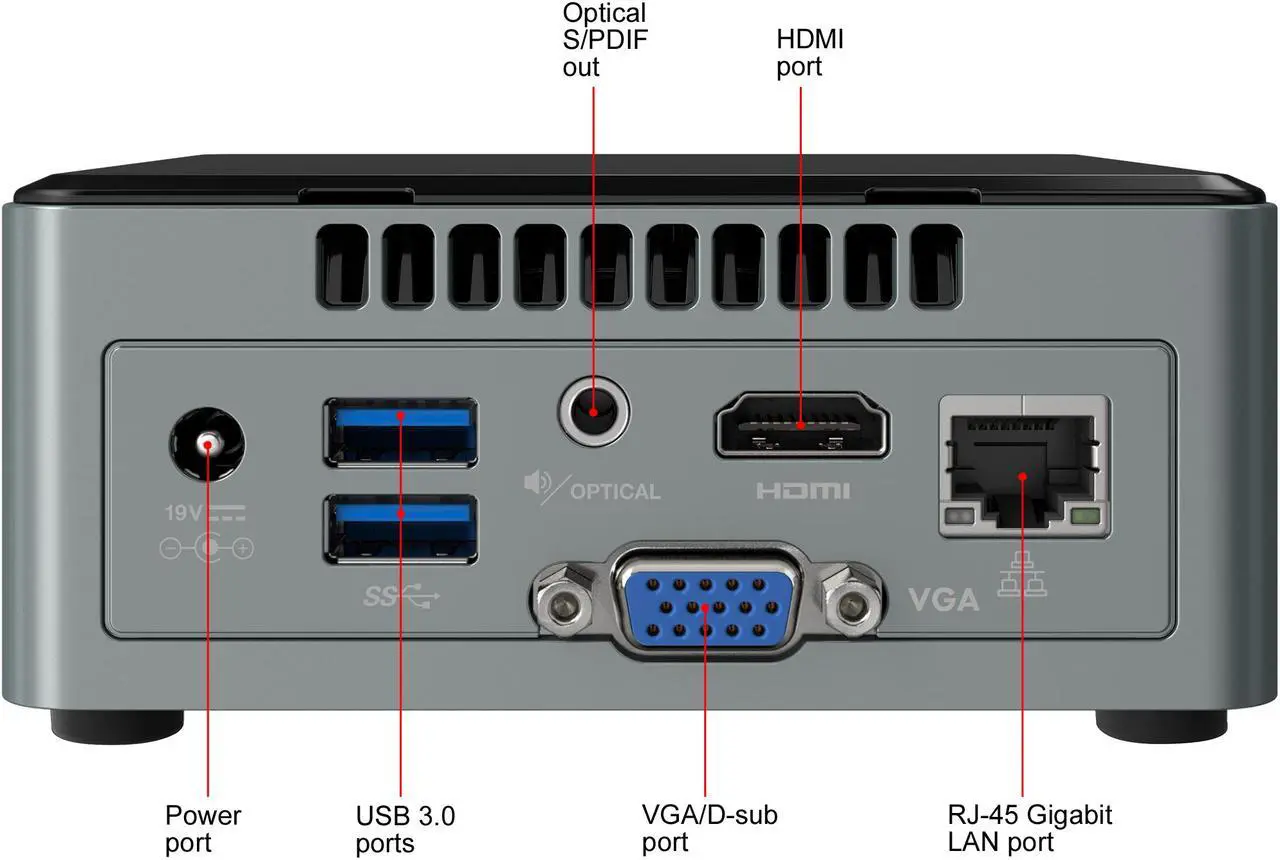 Alt view image 8 of 11 - Intel NUC (Next Unit of Computing) BOXNUC6CAYH Black Barebone Systems - Mini / Booksize