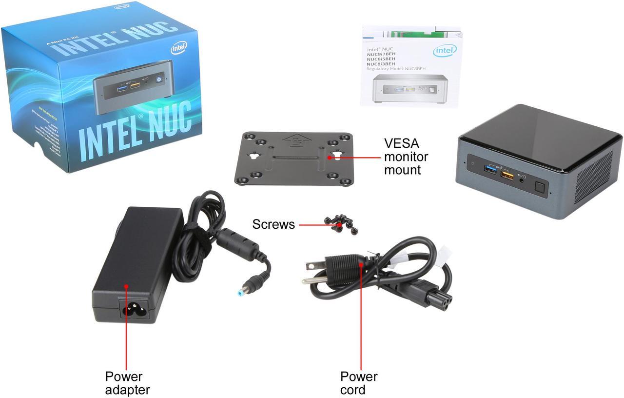 Alt view image 11 of 11 - Intel NUC (Next Unit of Computing) BOXNUC8i7BEH1 Intel i7 Quad Core Black Mini / Booksize Barebone System