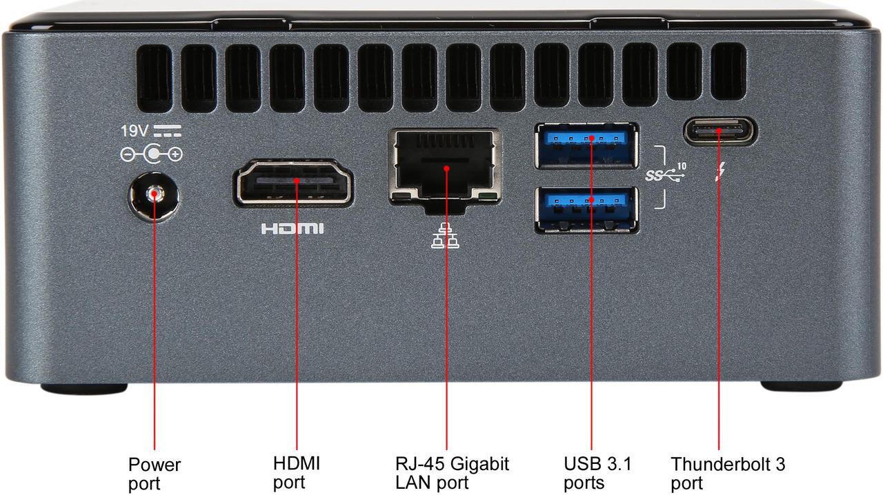 Alt view image 9 of 11 - Intel NUC (Next Unit of Computing) BOXNUC8i7BEH1 Intel i7 Quad Core Black Mini / Booksize Barebone System