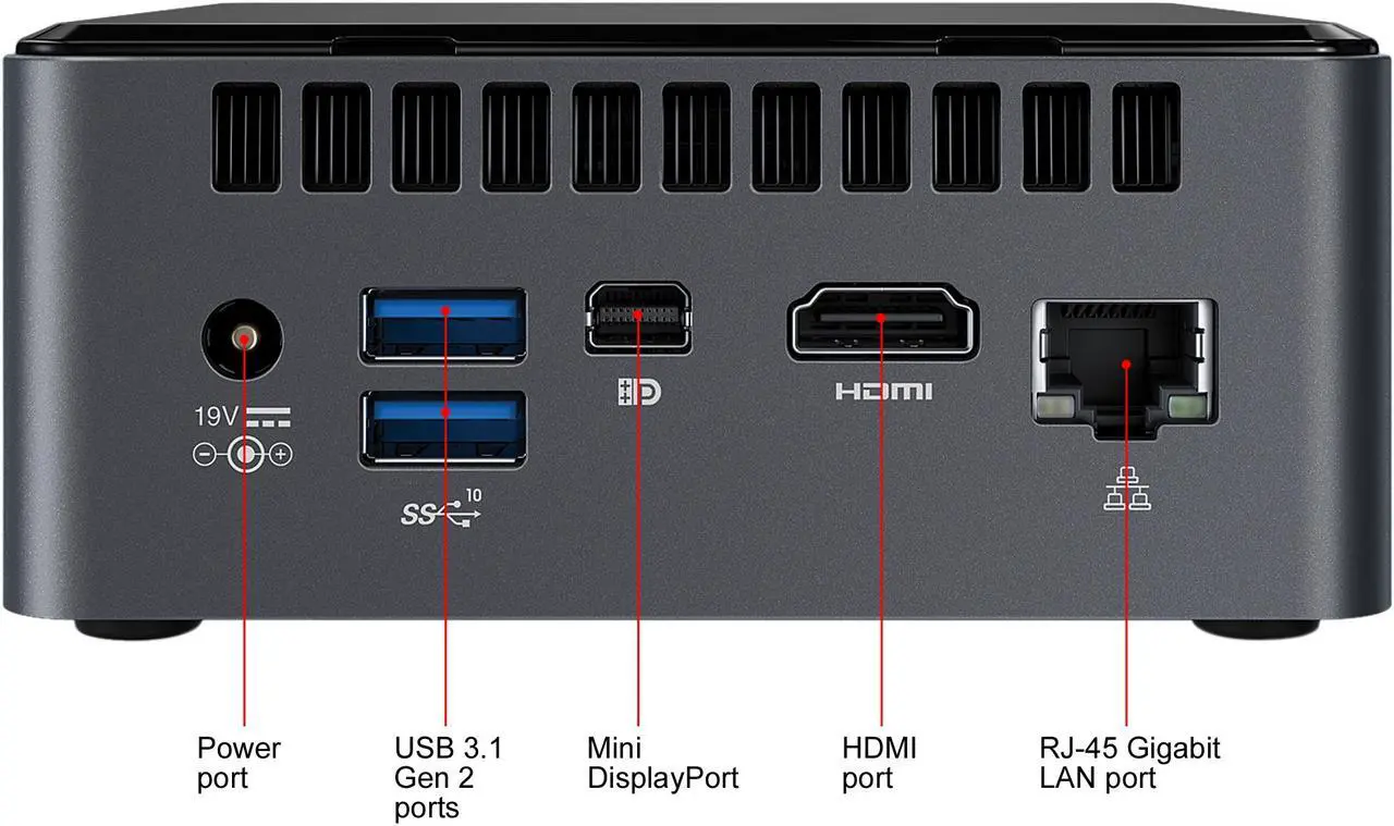 Alt view image 4 of 6 - Intel NUC 8 Mainstream-G Kit with Intel Core i7, Radeon 540X Discrete Graphics, 8GB RAM, with No Cord, Single Pack, Additional Component Required BXNUC8i7INHX