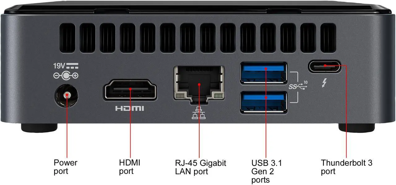 Alt view image 6 of 8 - Intel NUC 10 BXNUC10I7FNK1 10th Generation Intel Core i7-10710U Supports up to 3 Displays 5 USB Ports Mini / Booksize Barebone System