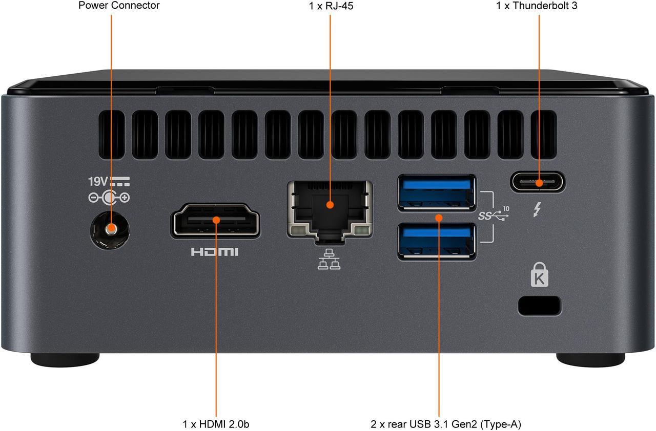 Alt view image 6 of 6 - Intel NUC 10 BXNUC10i3FNHN1 Mini / Booksize Barebone System - Intel Core i3-10110U CPU Installed -  Tall