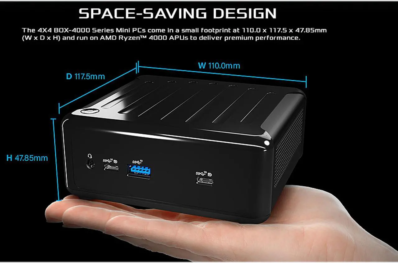 Alt view image 7 of 11 - ASRock Industrial AMD Barebone 4X4 BOX-4500U SoC Faned Embedded BOX PC (Includes AMD Ryzen 5 4500U)