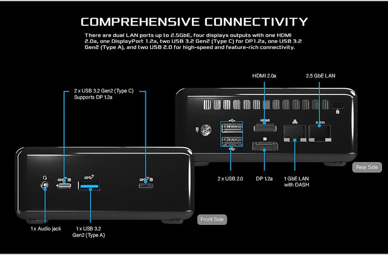 Alt view image 9 of 11 - ASRock Industrial AMD Barebone 4X4 BOX-4500U SoC Faned Embedded BOX PC (Includes AMD Ryzen 5 4500U)