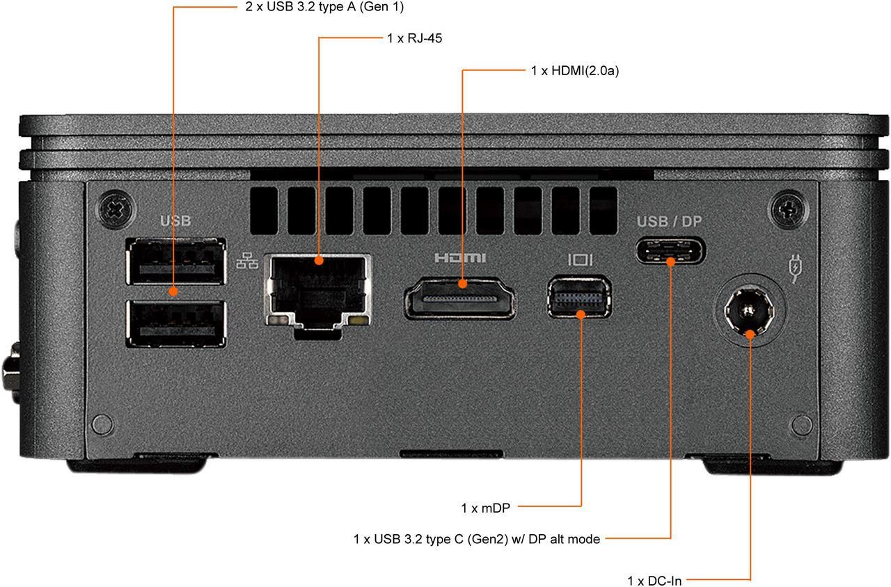 Alt view image 7 of 11 - GIGABYTE BRIX GB-BRR7H-4800-BWUS Ultra Compact PC Kit (AMD Barebone AMD, Include AMD RYZEN R7-4800U CPU)