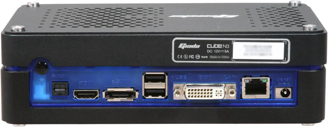 Alt view image 4 of 5 - Giada CUBE-N3-D2OB Intel Atom 330 CPU NVIDIA ION graphics eSATA Black Mini / Booksize Barebone System