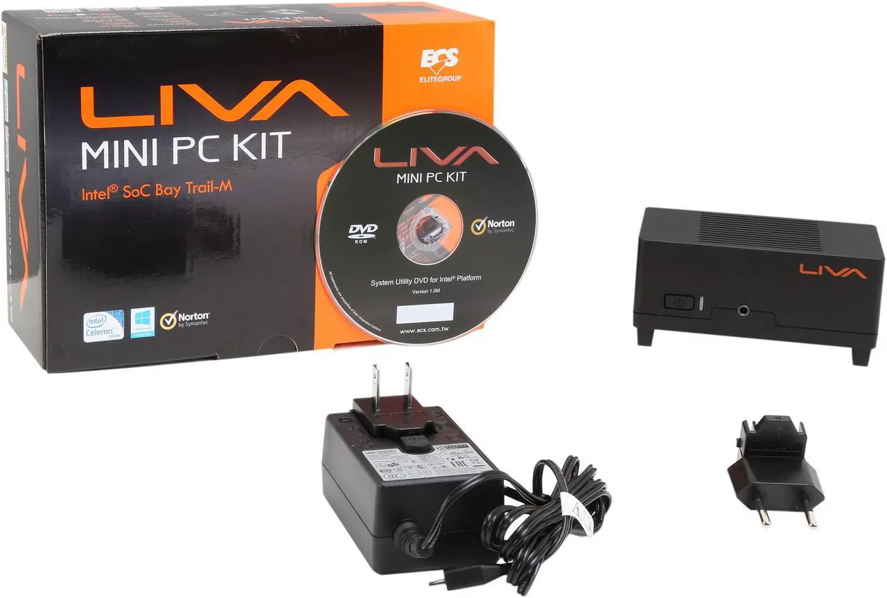 Alt view image 6 of 6 - Black ECS LIVA 64GB 2GB DDR3L RAM installed 64GB eMMC Storage