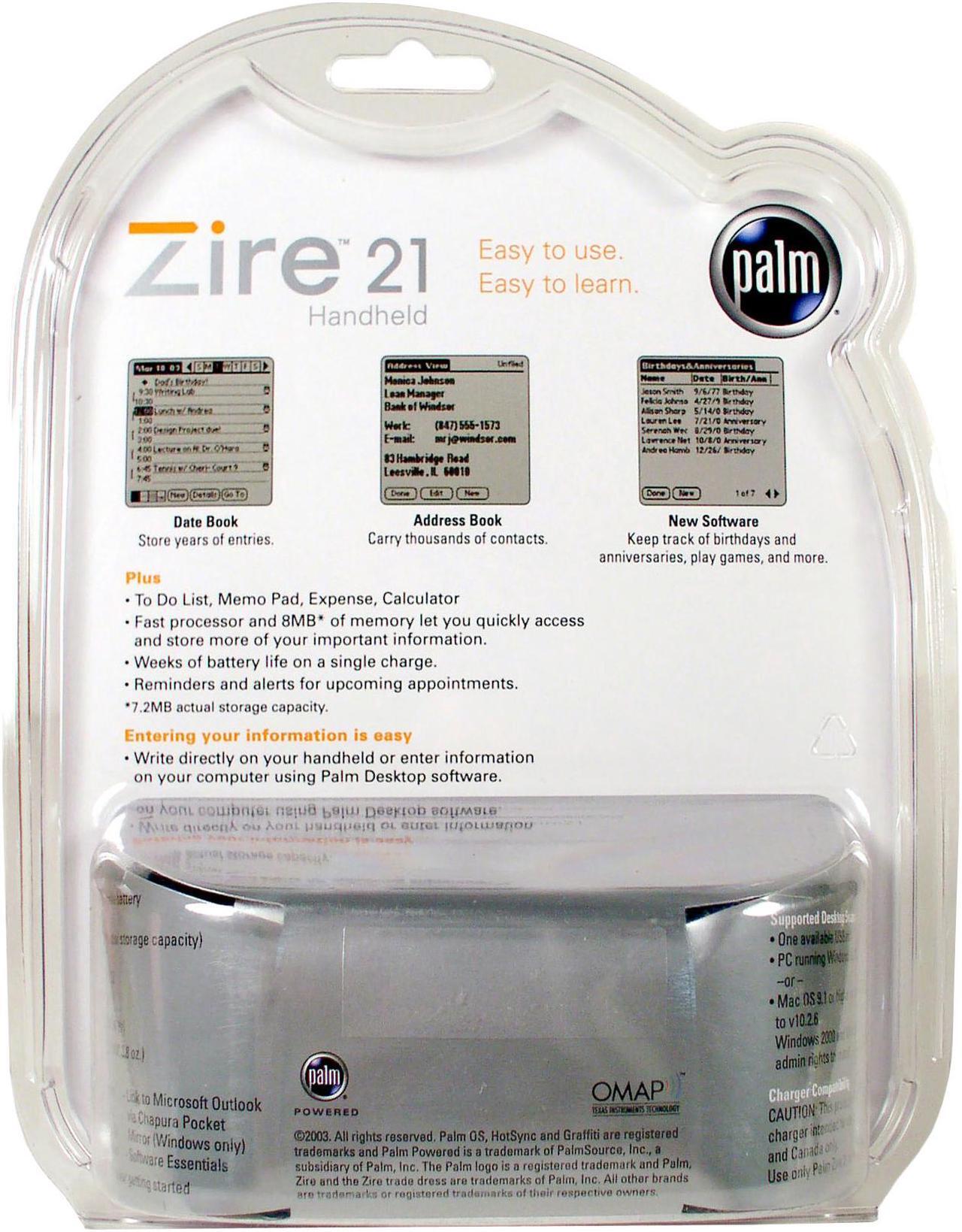 Alt view image 4 of 4 - palm Zire 21 PDA TI Tech 126 MHz 160 x 160 IrDA