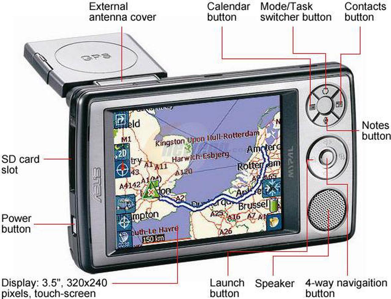 Alt view image 2 of 9 - ASUS 3.5" Windows Mobile 5.0 GPS PDA w/WiFi & Bluetooth