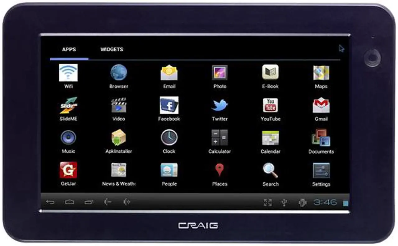 Main image of Craig Electronics CMP741D 4 GB Built-in Flash Memory 1GB DDR III RAM Memory 4GB Flash Storage 7.0" 800 x 480 Internet Tablet 7" Capacitance Android 4.0 Google Android 4.0, Flash 11.1 Black