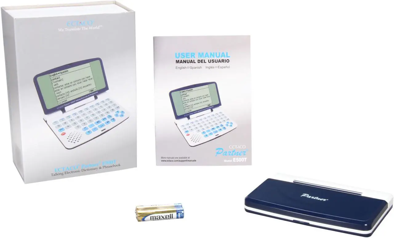 Alt view image 7 of 7 - ECTACO Partner E500T English-Spanish Talking Electronic Dictionary and Audio PhraseBook