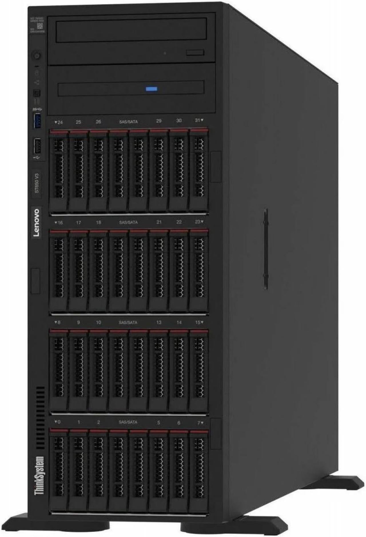 Main image of Lenovo ThinkSystem ST650 V3 4U Tower Server - 1x Intel Xeon Silver 4410T 2.70 GHz - 32 GB RAM - Intel C741 Chip - 10 Gigabit Ethernet - 8x SFF Bay(s) - 1x 750W 7D7A1009NAv