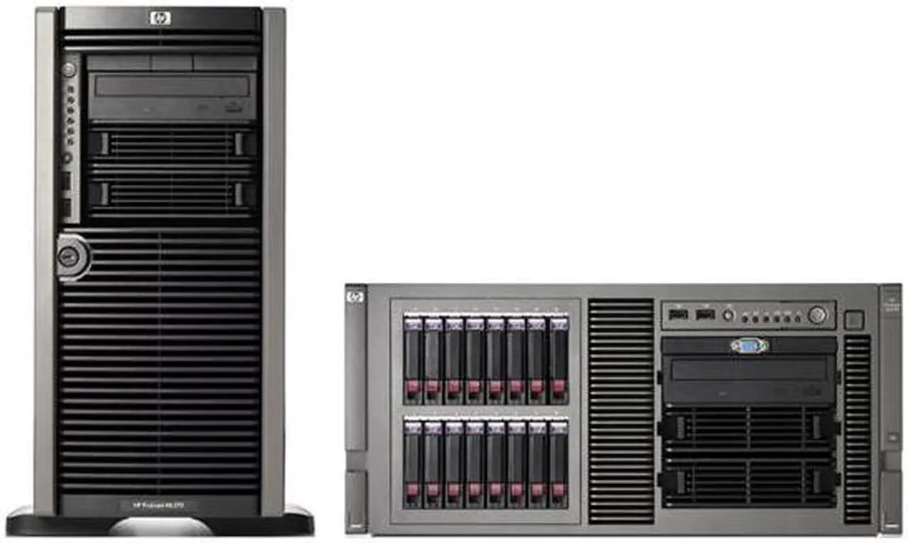Main image of HP ProLiant ML370 G5 Rack Dual Xeon 5150 2.67 GHz 4 GB DDR2 Servers 2 x Dual-Core Intel Xeon 5150 (2.67 GHz, 65 Watts, 1333 FSB) 4 GB (2 x 2 GB) PC2-5300 Fully Buffered DIMMs (DDR2-667) running at 533 MHz 416620-001