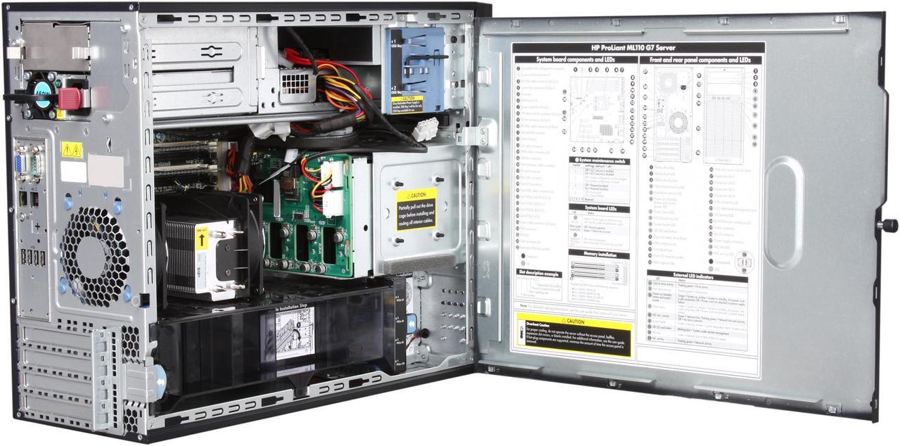 Alt view image 5 of 9 - HP ProLiant ML110 G7 Tower Server System Intel Xeon E3-1240 3.3GHz 4-Core/8-Thread 4GB (2 x 2GB) No Hard Drive 626475-001