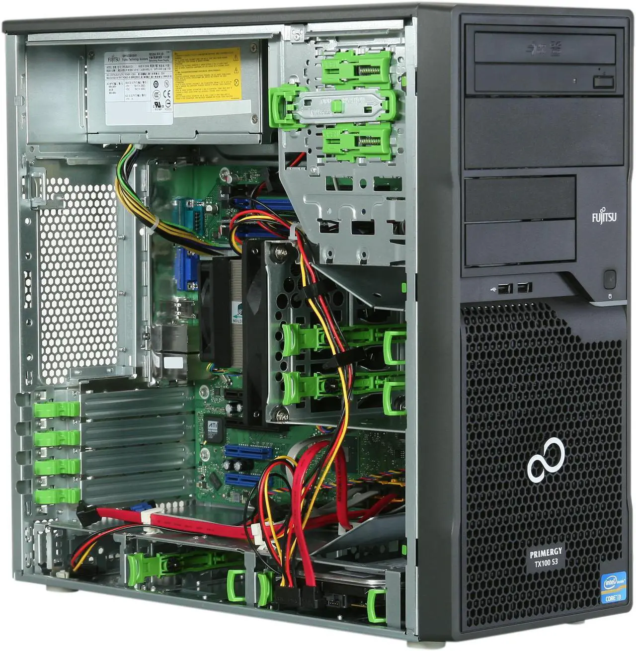 Alt view image 7 of 9 - Fujitsu PRIMERGY TX100 S3 Tower Server System Intel Core i3-2100 3.10GHz 4GB ECC (2 x 2GB) 1x250GB SATA II 3.5" 7200RPM VFY:T1003SX010US