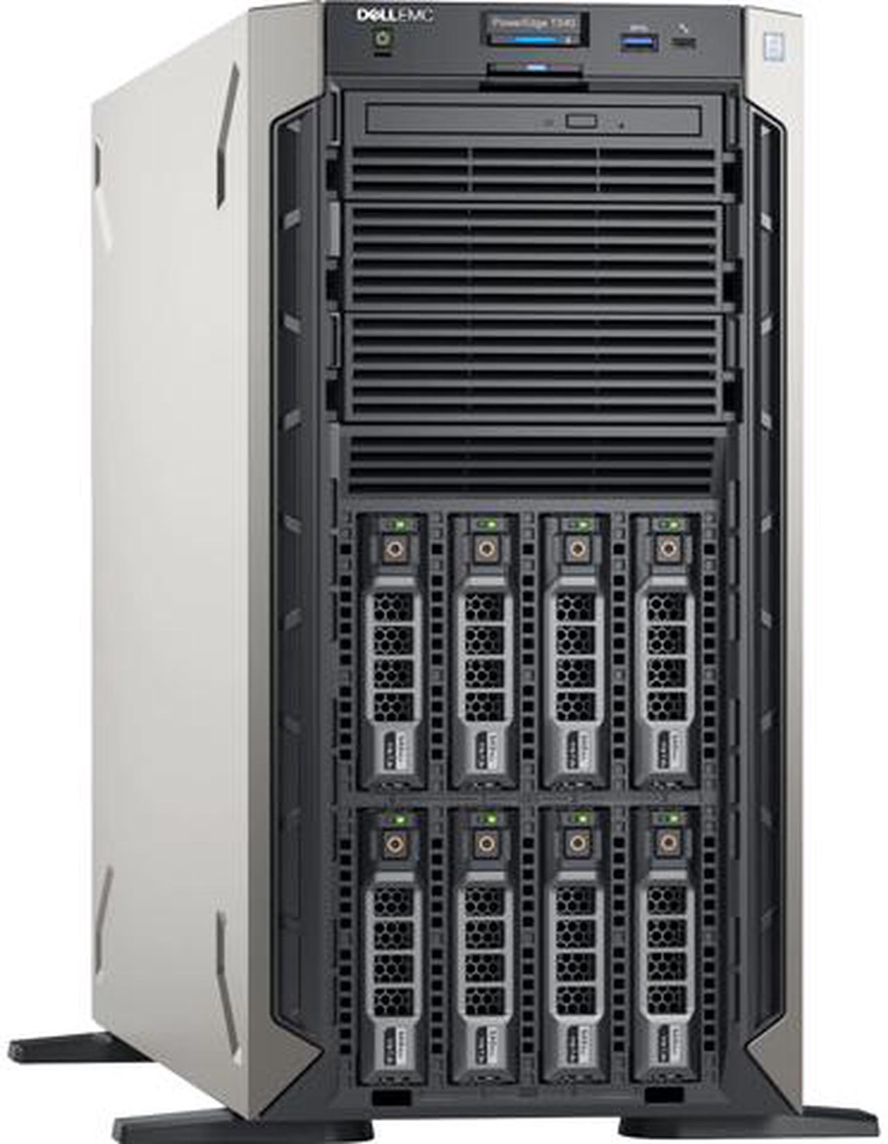 Dell PowerEdge T340 5U Tower Server - 1 x Intel Xeon E-2134 Quad-core (4 Core) 3.50 GHz - 8 GB Installed DDR4 SDRAM - 1 TB (1 x 1 TB) Serial ATA/600 HDD - 12Gb/s SAS, Serial ATA/600 Controller - 1 x 350 W