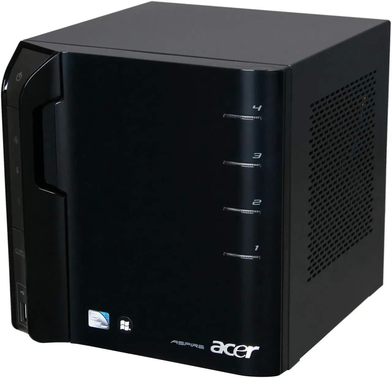 Main image of acer Aspire Easystore AH340-U2T1H, Windows Home Server w/ Intel Atom 1.6Ghz 2GB DDR2 2TB installed (3 open Bay, Hot-Swappable)