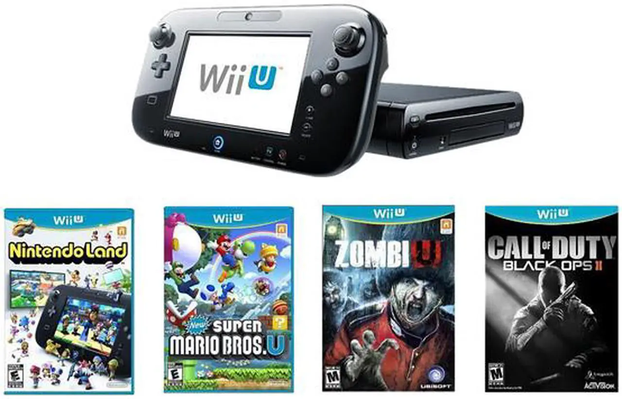 Main image of Nintendo Wii U 32GB Bundle w/New Super Mario Bros Wii U, Call of Duty Black Ops 2 and Zombi U Black