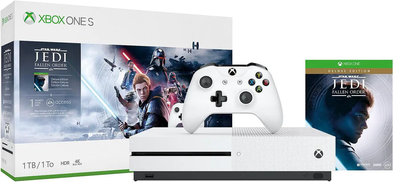 Main image of Microsoft Xbox One S 1TB SW: Jedi Fallen Order Bundle White