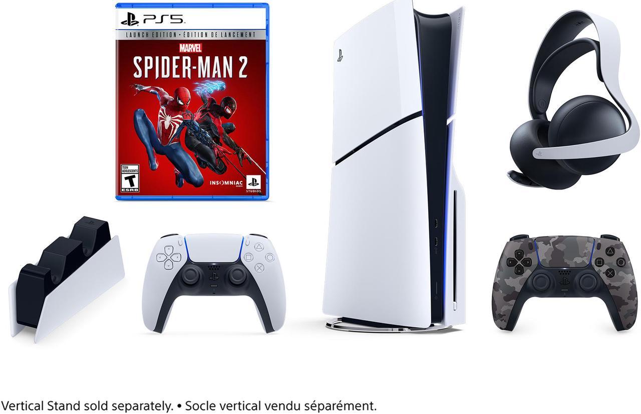 PlayStation 5 Slim Ultimate Marvel Bundle | PS5 Slim, Marvel's Spider-Man 2 Launch Edition, DualSense Controller, Pulse Elite Headset, and Charging Station