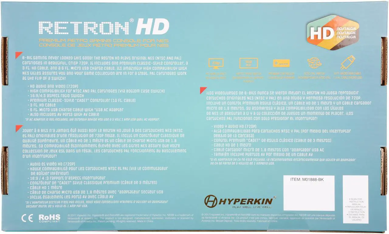 Alt view image 4 of 4 - Hyperkin RetroN 1 HD Gaming Console for NES - Black