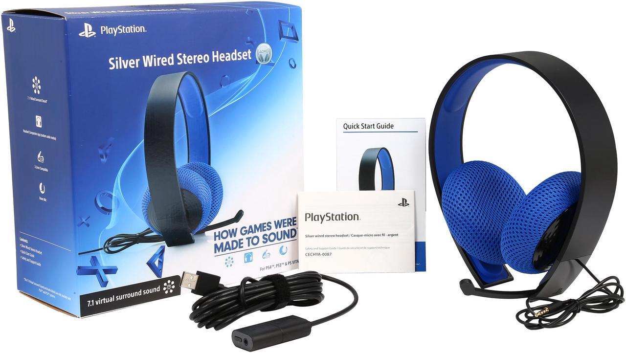 Alt view image 8 of 7 - Sony PlayStation Silver Wired Stereo Headset