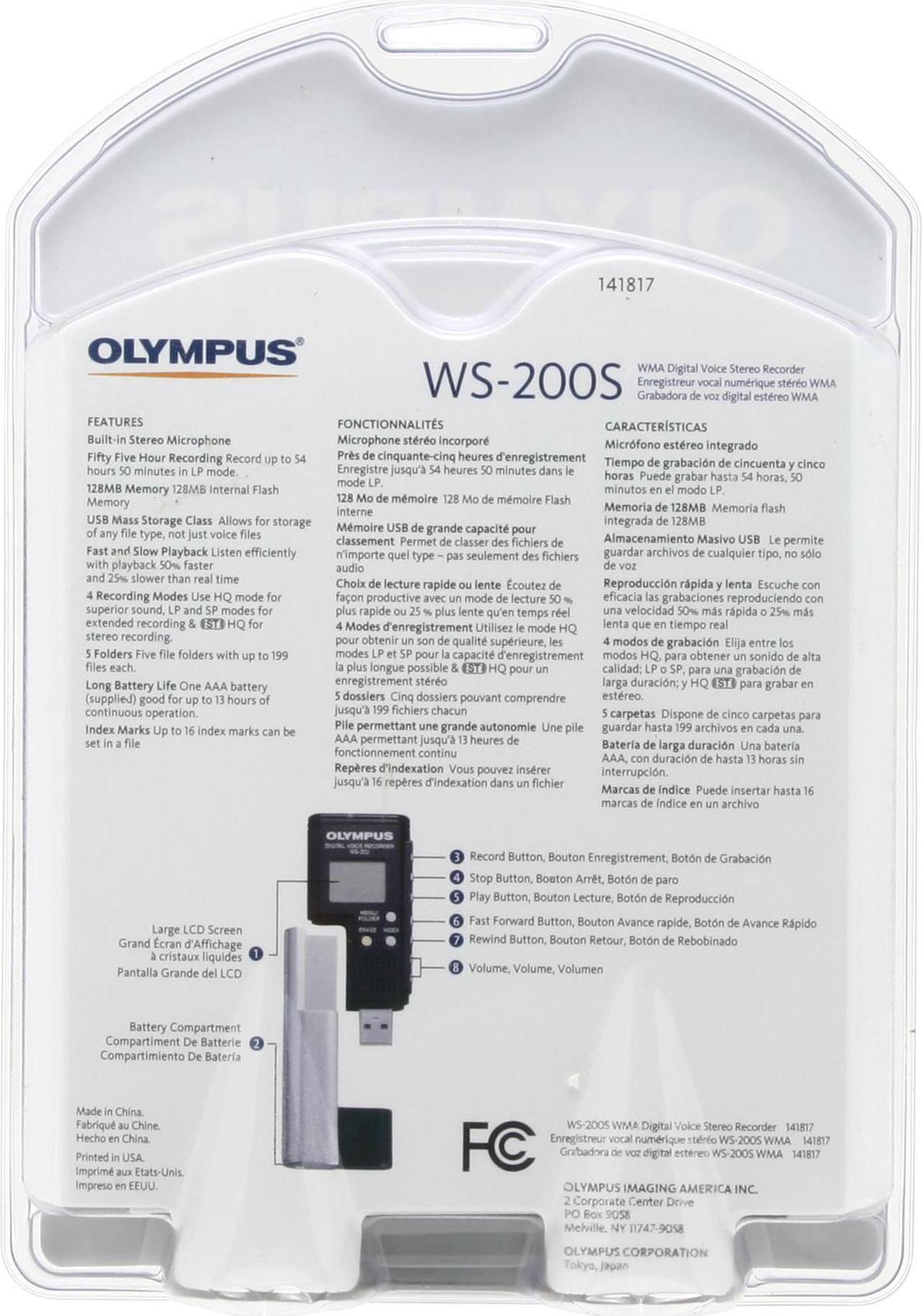 Alt view image 4 of 4 - OLYMPUS WS-200S USB2.0 PC Interface Digital Voice Recorder Up to 55 Hours of recording time