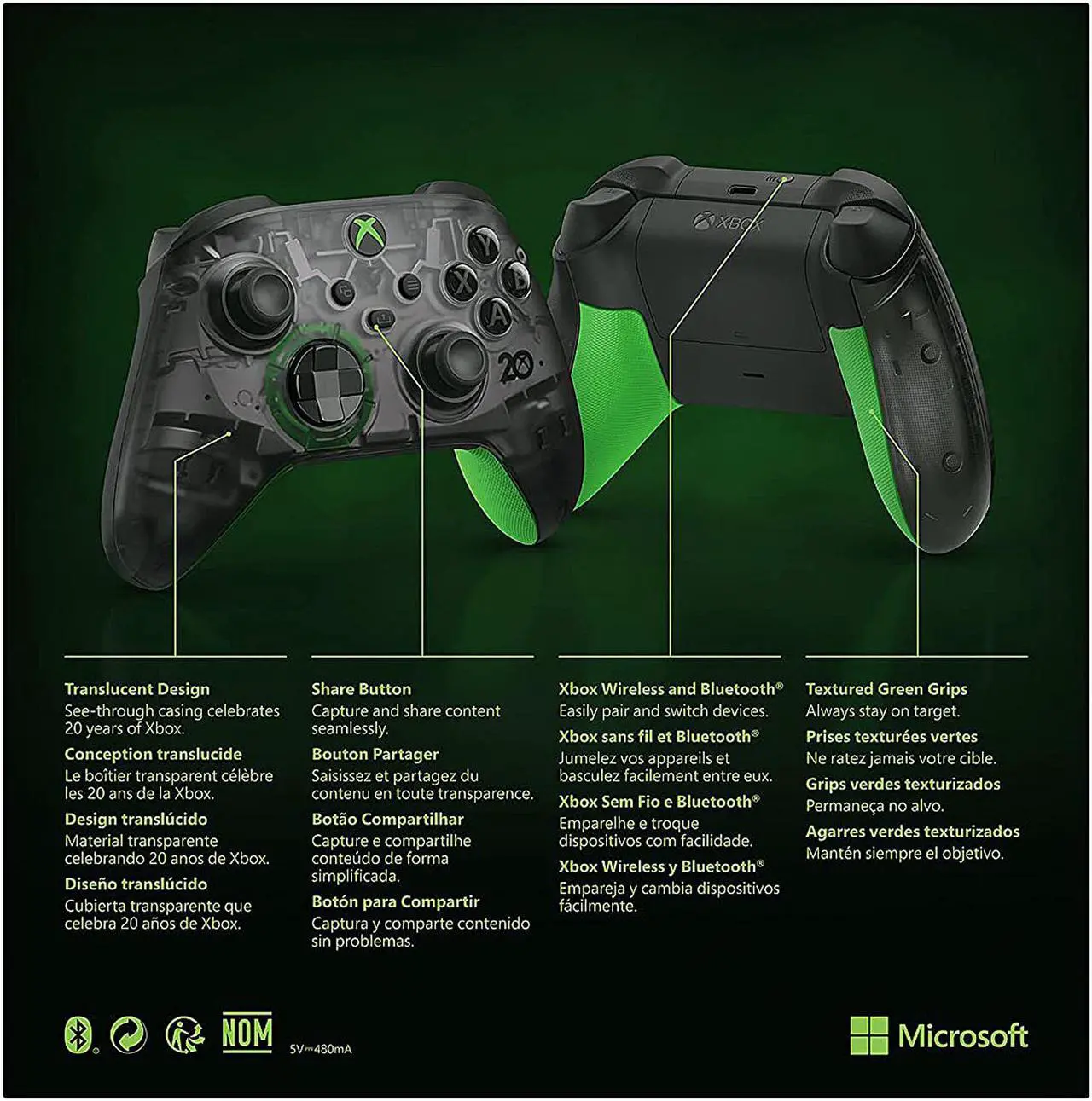 Alt view image 6 of 6 - Xbox Wireless Controller - 20th Anniversary Special Edition for Xbox Series X|S, PC