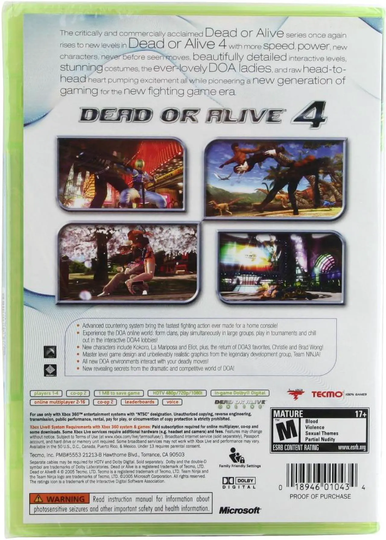 Alt view image 2 of 19 - Dead or Alive 4 Xbox 360 Game