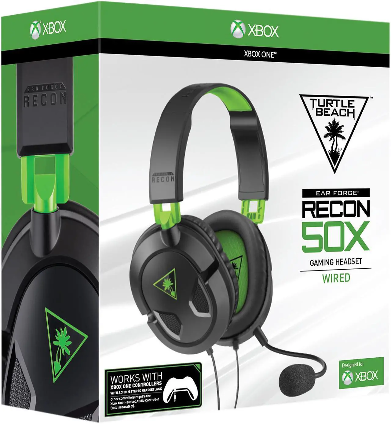 Alt view image 10 of 10 - Turtle Beach Recon 50X Wired Stereo Gaming Headset for Xbox Series X|S, Xbox One & PC - Black/Green
