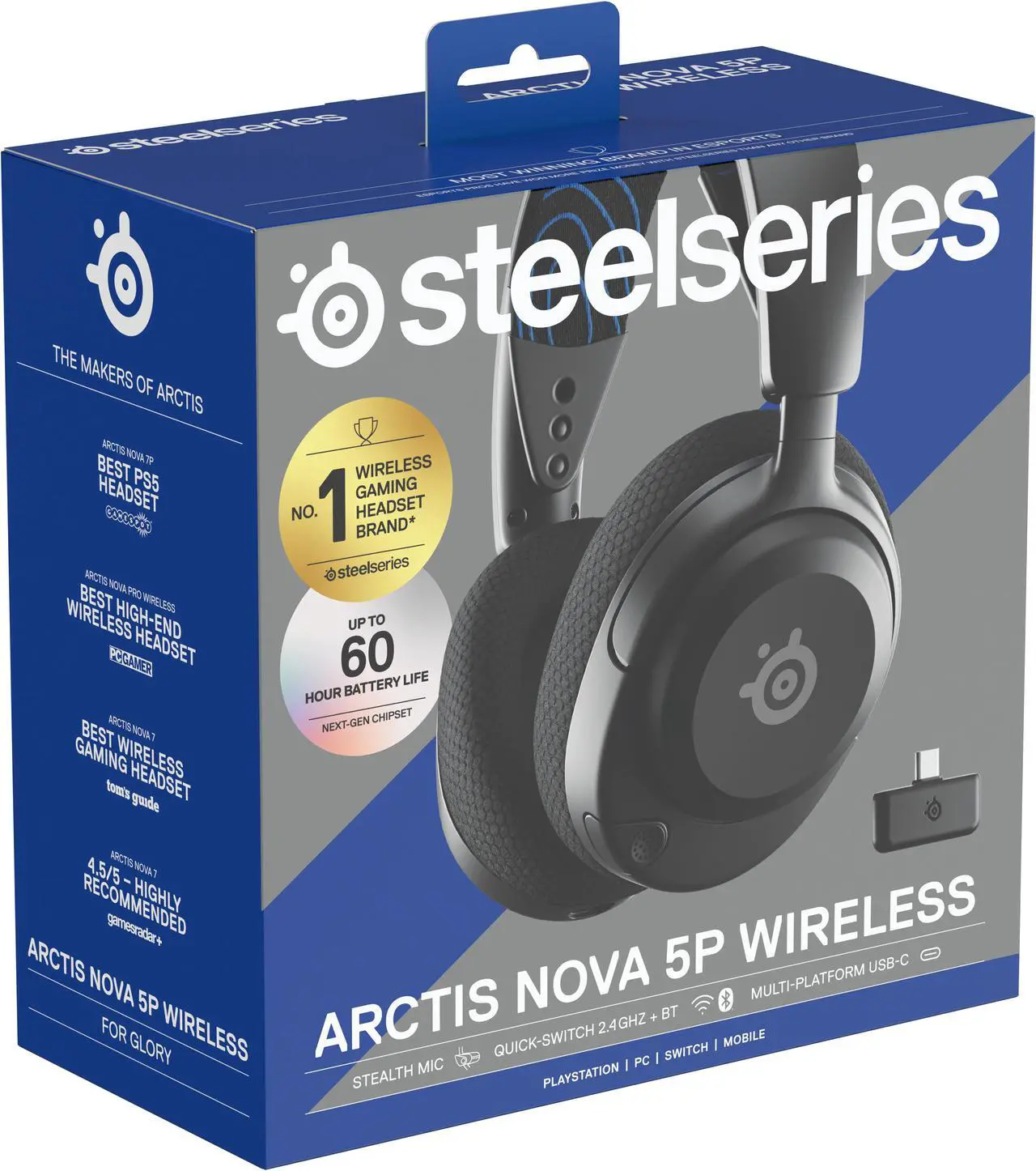 Alt view image 5 of 17 - SteelSeries Arctis Nova 5P Wireless Gaming Headset for PS5, PS4 - Black