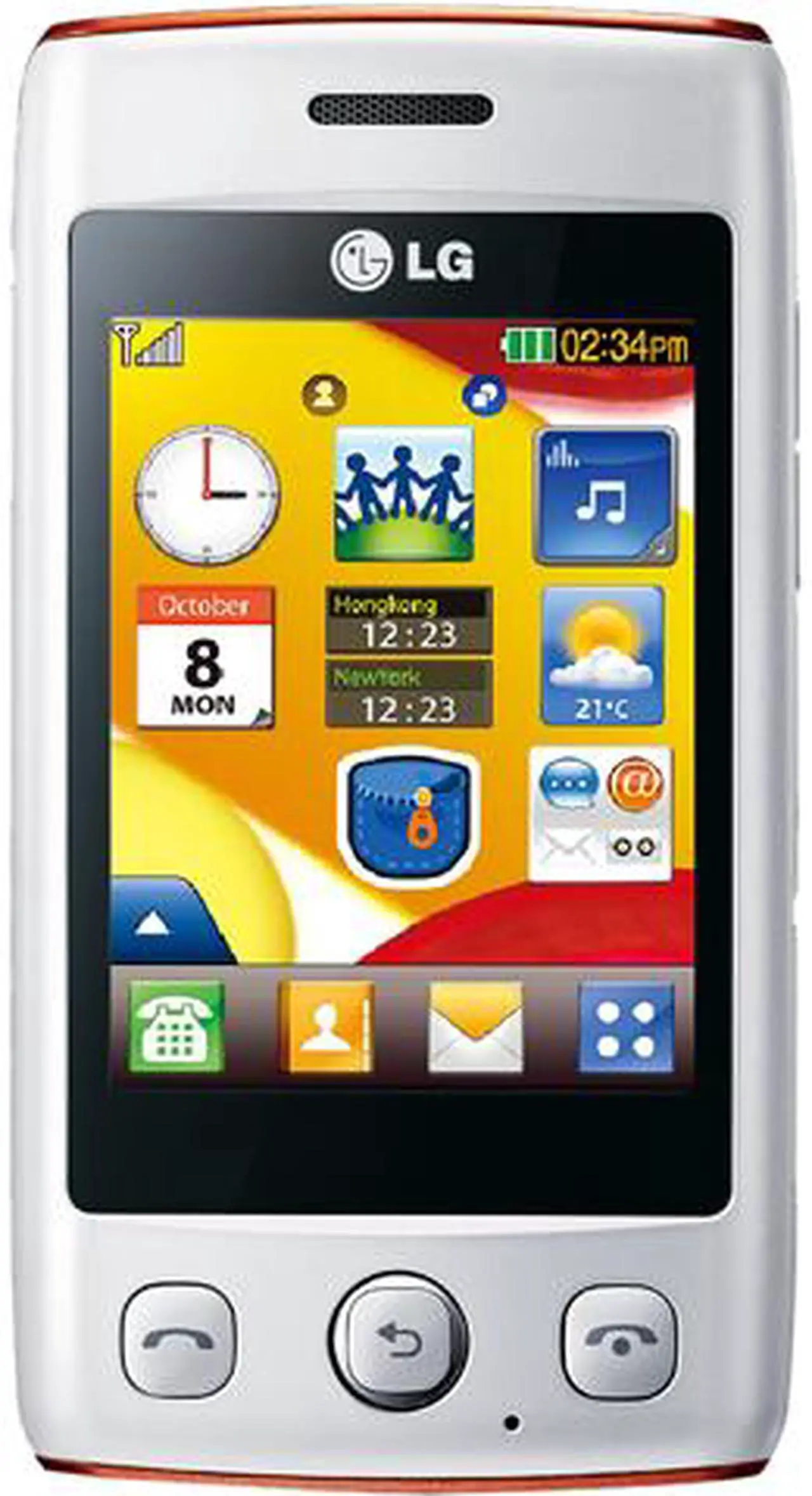 Main image of LG Cookie Lite T300 Unlocked GSM Touchscreen Cell Phone 2.4" White/Orange