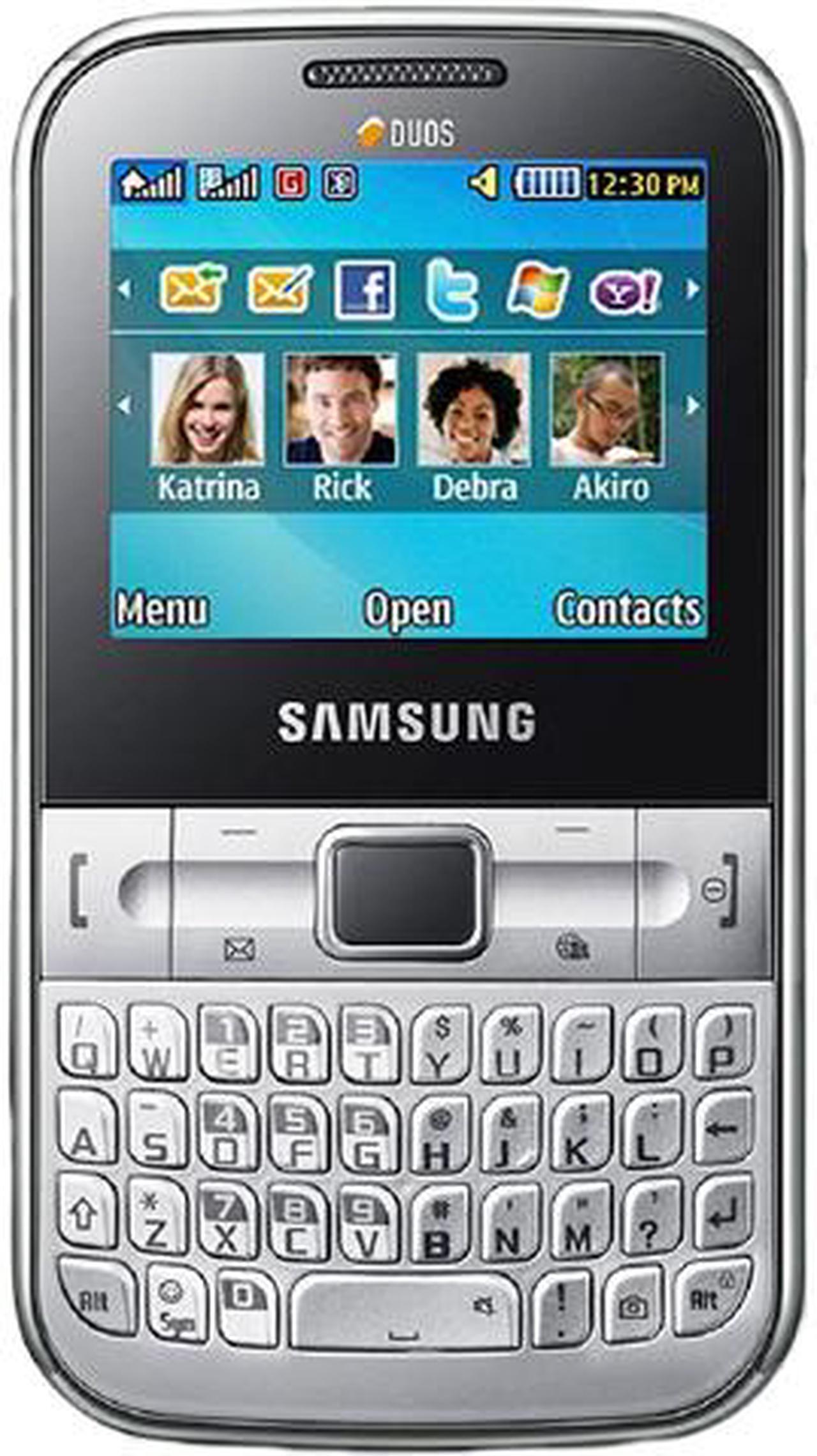 Main image of Samsung Chat 322 C3222 Unlocked GSM QWERTY Cell Phone w/ 1.3MP Camera / Dual Sim Card 2.2" Silver