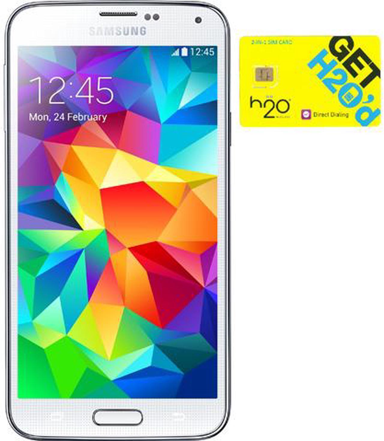 Main image of Samsung Galaxy S5 G900H White 16GB Android Phone + H2O $30 SIM Card
