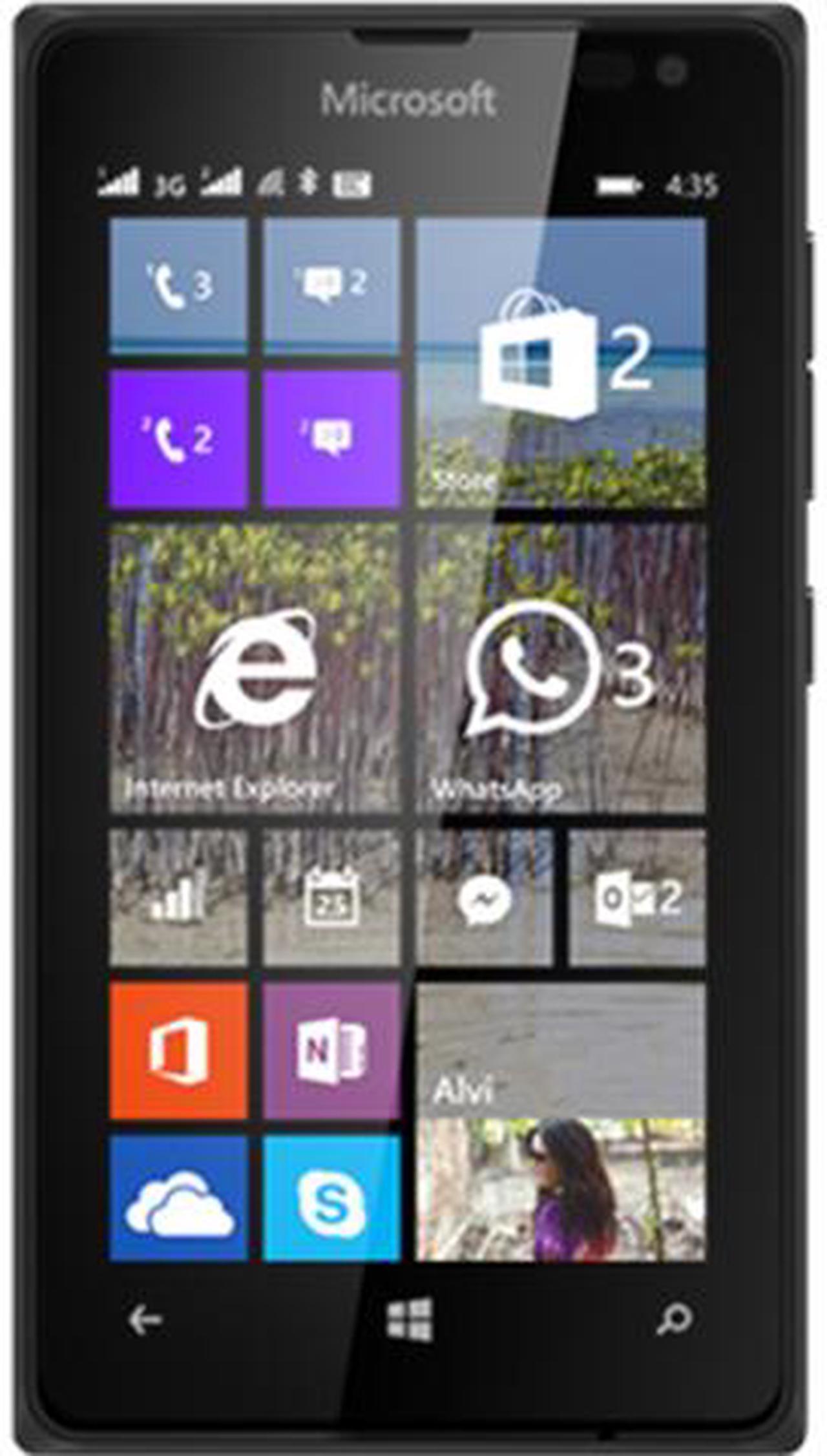 Main image of Microsoft Lumia 435 Dual SIM RM-1068 CV LTAU1 4G Unlocked Cell Phone 4.0" Black 1GB RAM